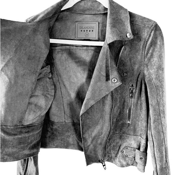 BLANK NYC Size XS Women's Cropped Microsuede Grey Moto Jacket - Picture 4 of 9